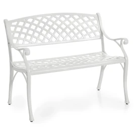 Скамейка садовая из литого алюминия ЖАСМИН «JASMINE»  -  White