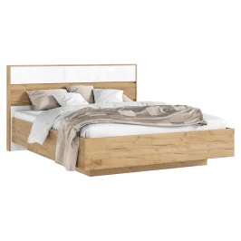 Кровать парящая с подъемным механизмом Роджина 1,6 м, Белый глянец холодный, Дуб крафт