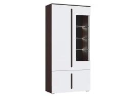 Шкаф с подсветкой Ким, Белый глянец холодный, Венге