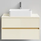 Тумба Аурум 90, пример RAL 1015 Светлая слоновая кость, матовая, 2 ящика, подвесной Vodok с раковиной в комплекте