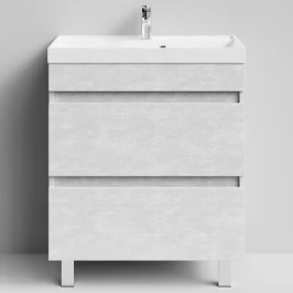 Тумба Бест 70  напольный, Белый камень ПВХ 57805 Vodok с раковиной в комплекте