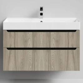 Тумба Бонум 1, 100 подвесной, Дуб цвет 22 Vodok с раковиной в комплекте