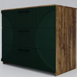 Комод «Монтале» 3Я КМК 0966.17, дуб канзас/зеленый матовый