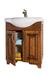 Тумба Дубэлла 65 напольный, под раковину, орех Vodok с раковиной в комплекте