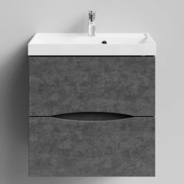 Тумба Лайт 60 подвесной, Серый камень ПВХ 57806 Vodok с раковиной в комплекте