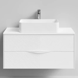 Тумба Липс 100, базовая Белая эмаль, матовая, 2 ящика, подвесной Vodok с раковиной в комплекте