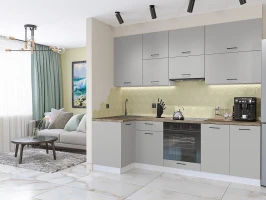 Кухонный гарнитур Флэт-04 Light Grey In 2S Белый