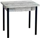 Эко 80х60 стол обеденный раскладной с ящиком / бетон темный/черный