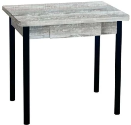 Эко 80х60 стол обеденный раскладной с ящиком / бетон темный/черный