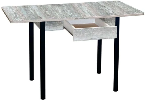 Эко 80х60 стол обеденный раскладной с ящиком / бетон темный/черный