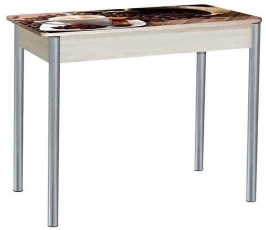 Нью йорк фотопечать стол обеденный раздвижной / чашка кофе/дуб молочный/металлик