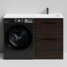 Тумба Смайл 120 напольный, под стиральную машину, правая, Палисандр ПВХ 43101 Vodok с раковиной в комплекте