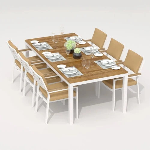 Стол обеденный TELLA  из тика 220x100 белый