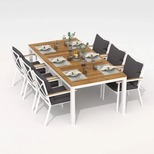 Стол обеденный TELLA  из тика 220x100 белый