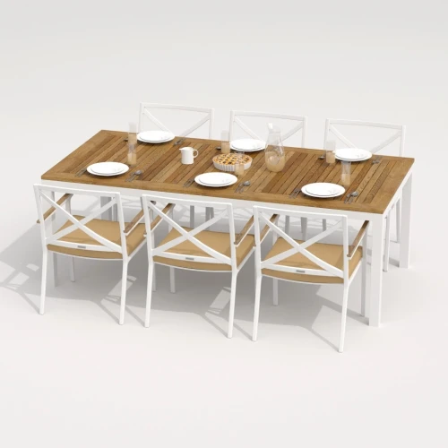 Стол обеденный TELLA  из тика 220x100 белый