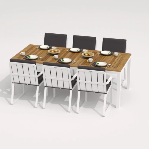 Стол обеденный TELLA  из тика 220x100 белый