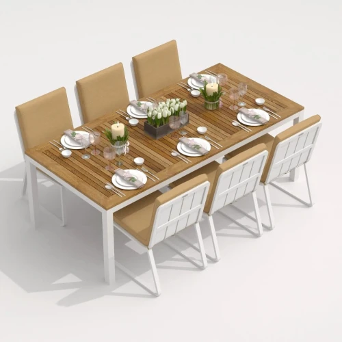 Стол обеденный TELLA  из тика 220x100 белый