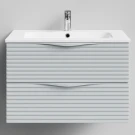 Тумба Эйфория 80 F7, пример RAL 7040 Серое окно, матовая, 2 ящика, подвесной Vodok с раковиной в комплекте Тумба Эйфория 80 F7, пример RAL 7040 Серое окно, матовая, 2 ящика, подвесной Vodok с раковиной в комплекте