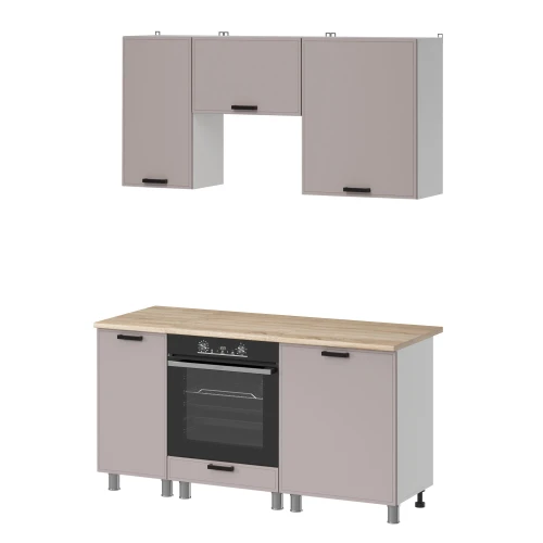 Готовый кухонный гарнитур МК Аленушка 1,6м в.5 Магнолия Кашемир,скоба черный,сонома