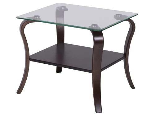 Стол журнальный Шарм орех/стекло прозрачное