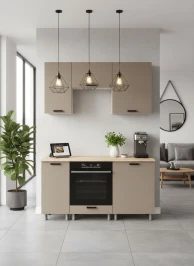 Готовый кухонный гарнитур МК Аленушка 1,6м в.5 Орешник Матовый Вижен,скоба черный,сонома (без столешницы)