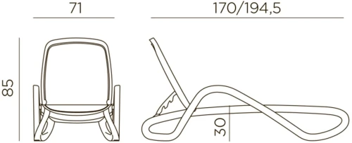 Шезлонг Nardi Alfa с подлокотниками, бело-бежевый