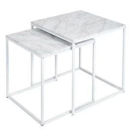 Стол журнальный МеталлАрт М002 белый мрамор/белый