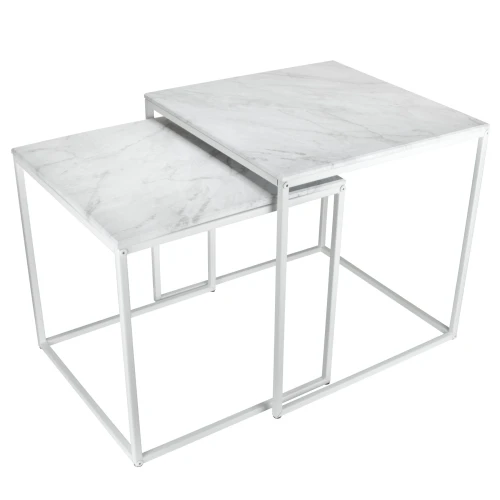 Стол журнальный МеталлАрт М002 белый мрамор/белый