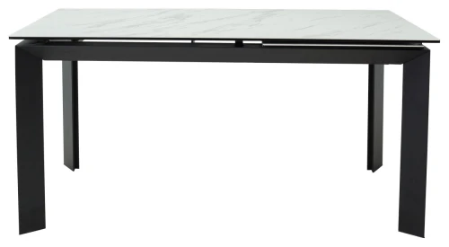 Стол CREMONA 140 KL-99 Белый мрамор матовый, итальянская керамика / черный каркас, ®DISAUR