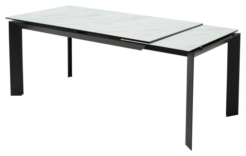 Стол CREMONA 140 KL-99 Белый мрамор матовый, итальянская керамика / черный каркас, ®DISAUR