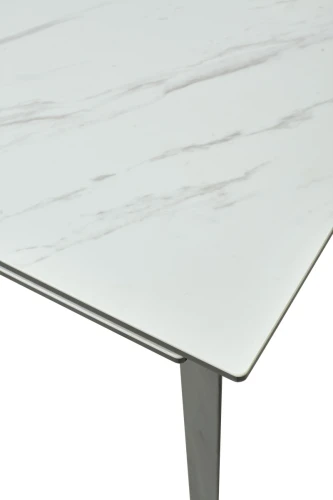 Стол CREMONA 140 KL-99 Белый мрамор матовый, итальянская керамика / черный каркас, ®DISAUR