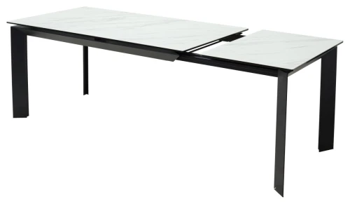Стол CREMONA 140 KL-99 Белый мрамор матовый, итальянская керамика / черный каркас, ®DISAUR