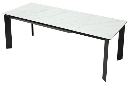 Стол CREMONA 140 KL-99 Белый мрамор матовый, итальянская керамика / черный каркас, ®DISAUR