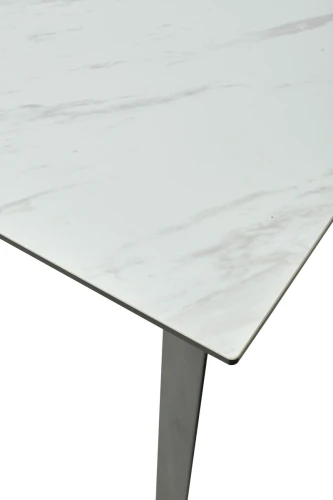 Стол CREMONA 140 KL-99 Белый мрамор матовый, итальянская керамика / черный каркас, ®DISAUR