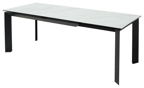 Стол CREMONA 140 KL-99 Белый мрамор матовый, итальянская керамика / черный каркас, ®DISAUR