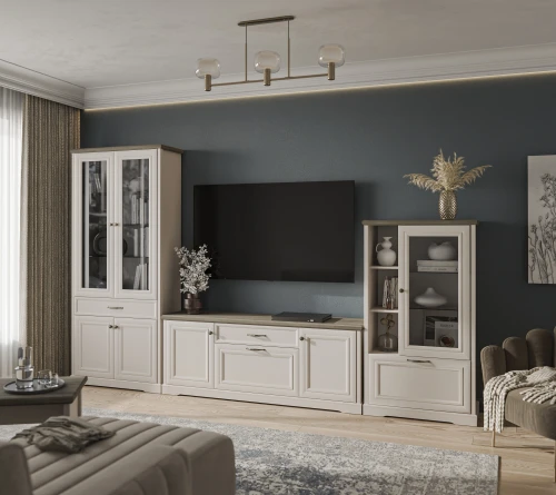 TOSCANA NEW, Тумба RTV 3D1S. Цвет ПЕРСИДСКИЙ ЖЕМЧУГ/КАНЬОН