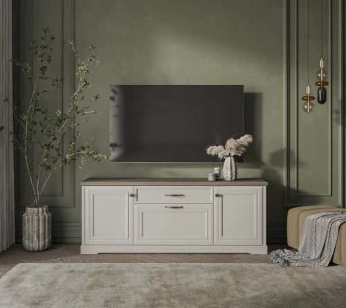 TOSCANA NEW, Тумба RTV 3D1S. Цвет ПЕРСИДСКИЙ ЖЕМЧУГ/КАНЬОН