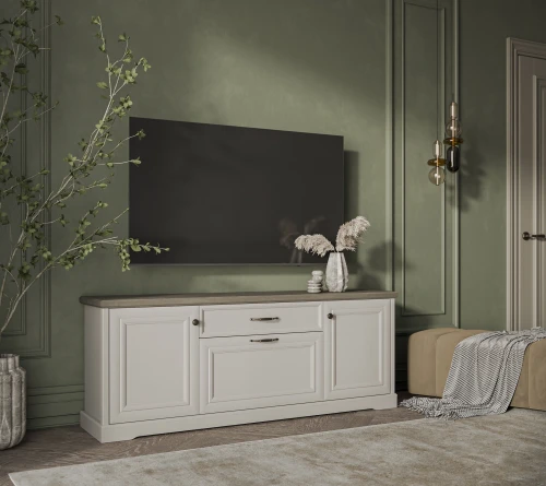 TOSCANA NEW, Тумба RTV 3D1S. Цвет ПЕРСИДСКИЙ ЖЕМЧУГ/КАНЬОН