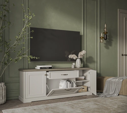 TOSCANA NEW, Тумба RTV 3D1S. Цвет ПЕРСИДСКИЙ ЖЕМЧУГ/КАНЬОН