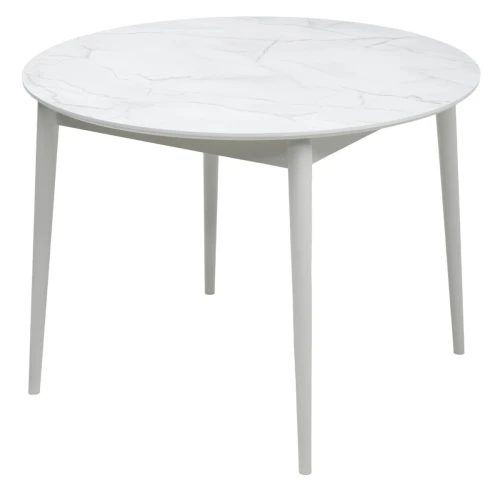 Стол BOLERO 105 см Жемчужный Перито (Белый Мрамор), HPL / Белый М-City