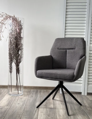 Стул MOON 360 град. поворот. Серый Family-022, ткань / черный каркас / Товарный знак DISAUR