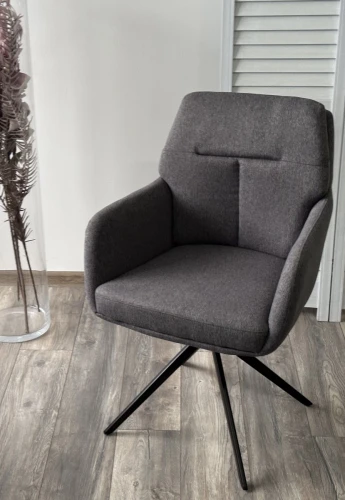 Стул MOON 360 град. поворот. Серый Family-022, ткань / черный каркас / Товарный знак DISAUR