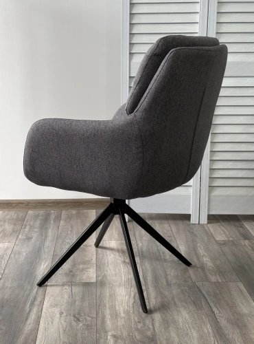 Стул MOON 360 град. поворот. Серый Family-022, ткань / черный каркас / Товарный знак DISAUR