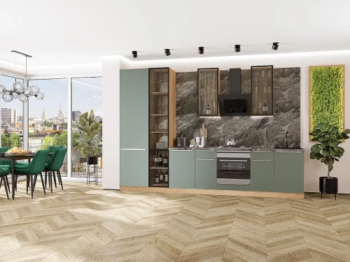 Кухонный гарнитур Фьюжн-08 Silky Mint Дуб Вотан