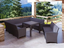 Комплект мебели под ротанг Калифорния “California“ с П-образным  диваном 136х264х136см, 3х-местным диваном 175х61 см  без подушек и столом 95х95 см