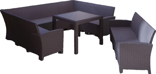 Комплект мебели под ротанг Калифорния “California“ с П-образным  диваном 136х264х136см, 3х-местным диваном 175х61 см  без подушек и столом 95х95 см