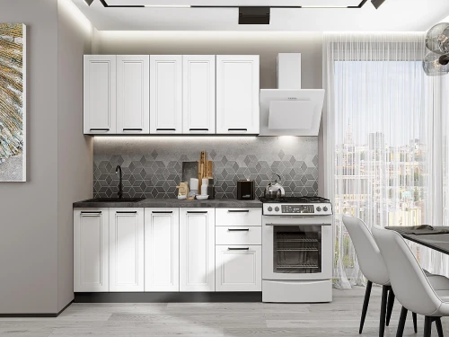 Кухонный гарнитур Нео-01 White Silk Graphite
