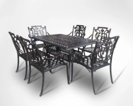 Мебель из литого алюминия стол Феникс (150х90) + 6 кресел Миранда (7 предметов)