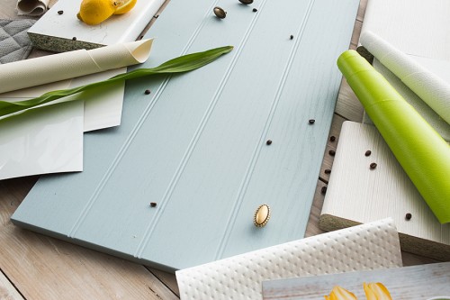 Модульная кухня трехуровневая Прованс 2400 Голубой прямая