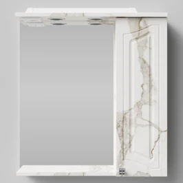 Зеркало Адам 65, Мрамор Белый натур милк ПВХ 2537, правая